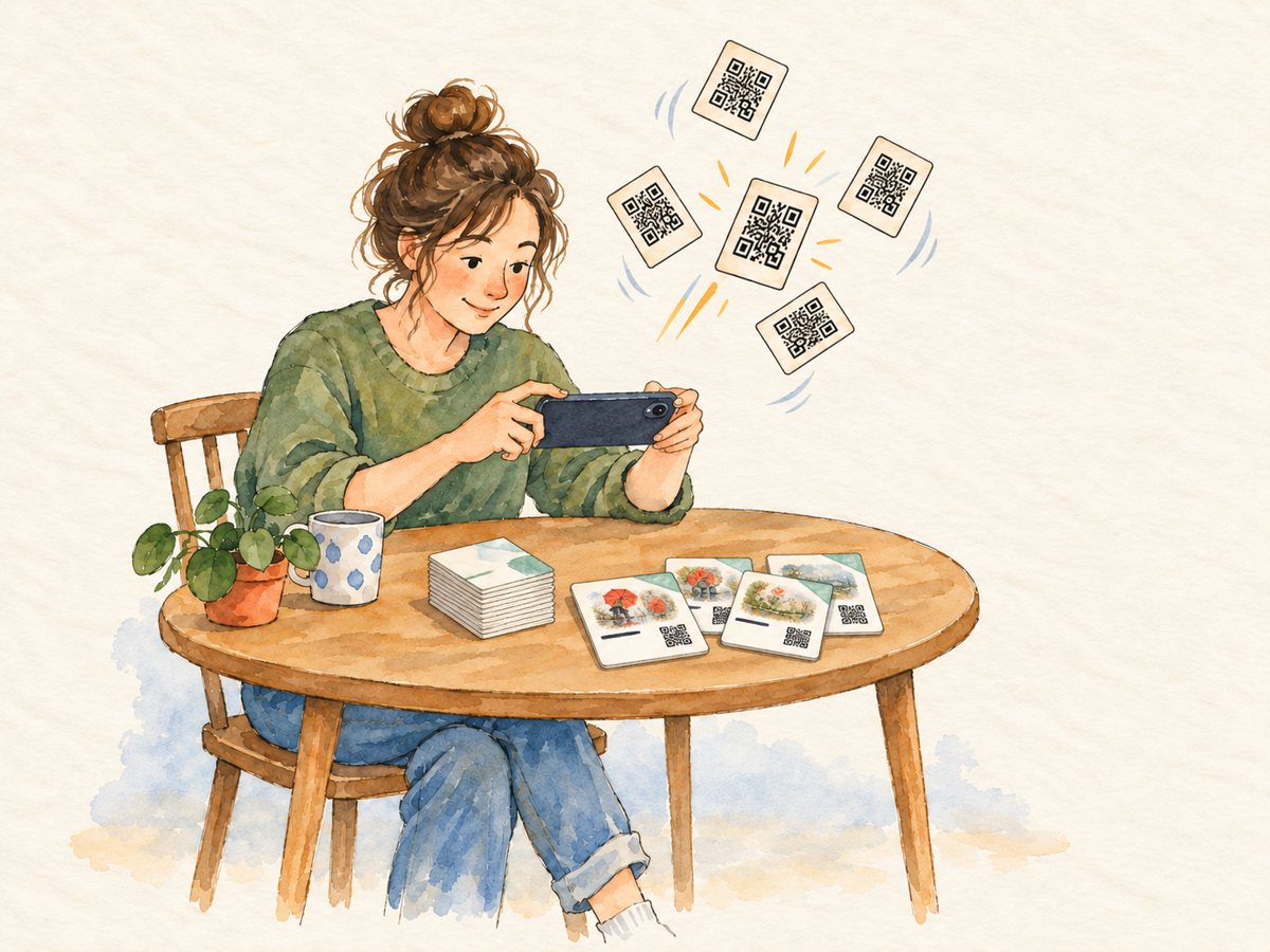 Iemand scant een Snapdeck-kaart met de telefoon